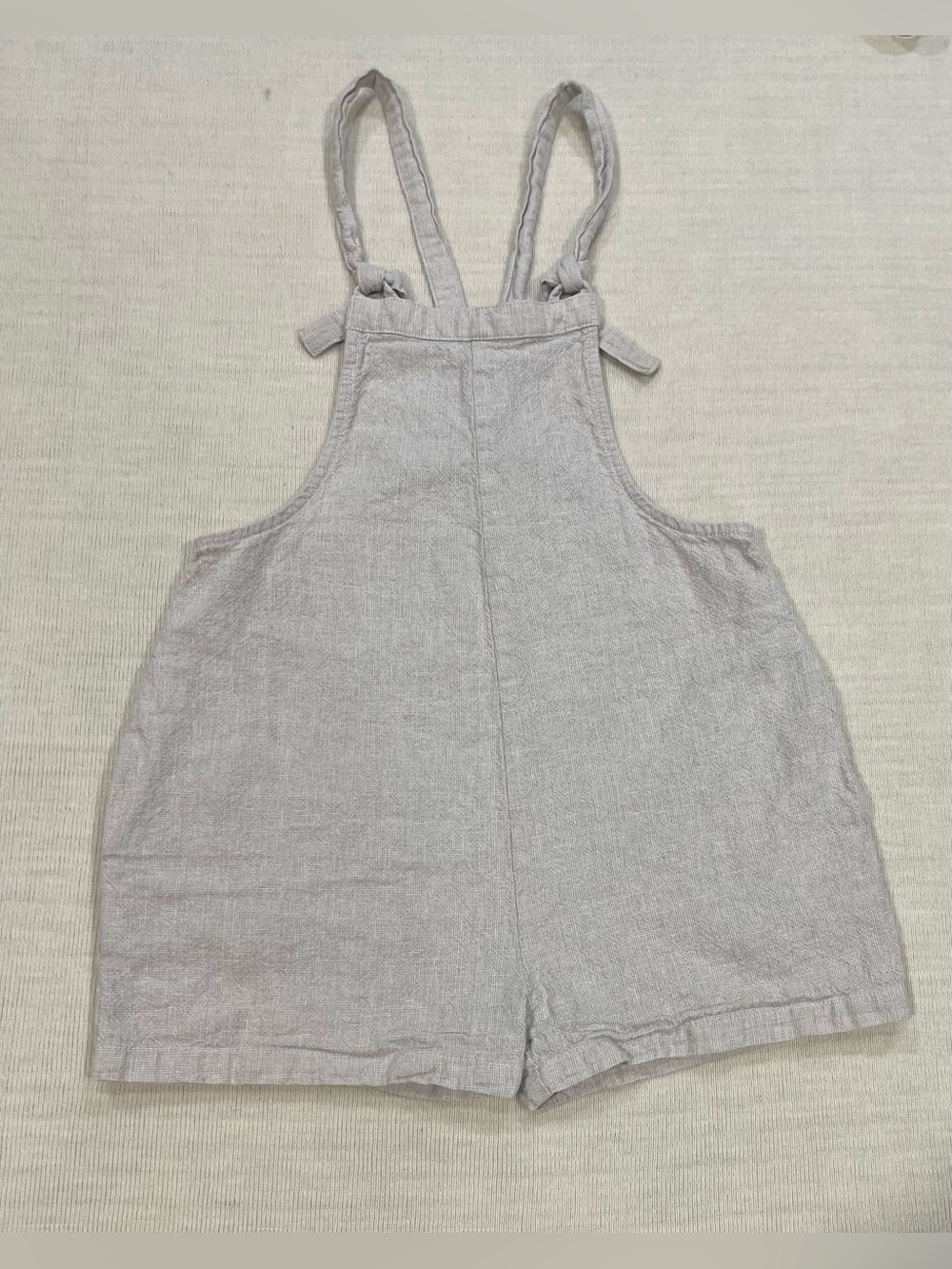 Rylee + Cru Linen Skipper Overalls Romper - Silver Size 6-7Y